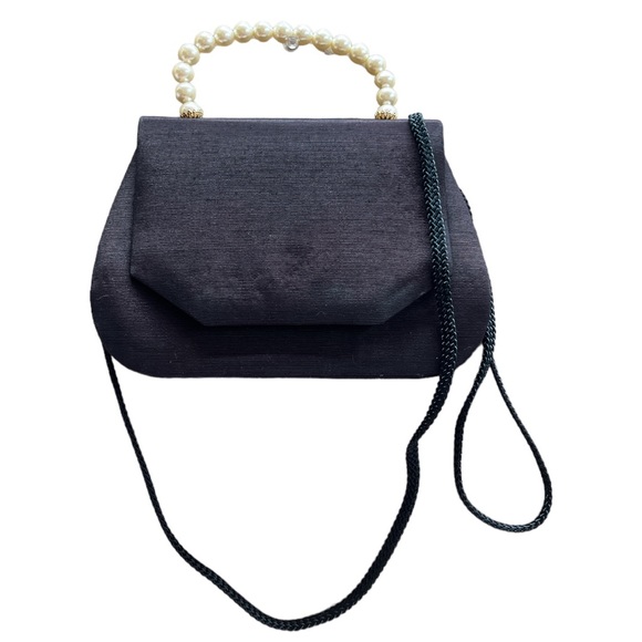 Source Unknown Handbags - Vintage Pearl Handle Black Clutch Evening Purse